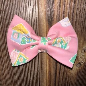 Pink Gingerbread House Kids Hair Bow